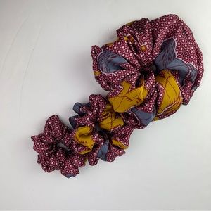 Set of 3 Handmade African print Ankara Satin  Scrunchie